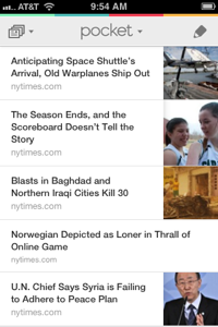 The Pocket Reading List on iOS